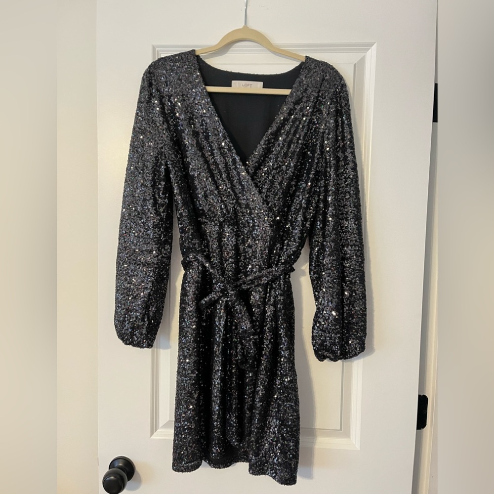 NWOT Ann Taylor loft sequin wrap dress